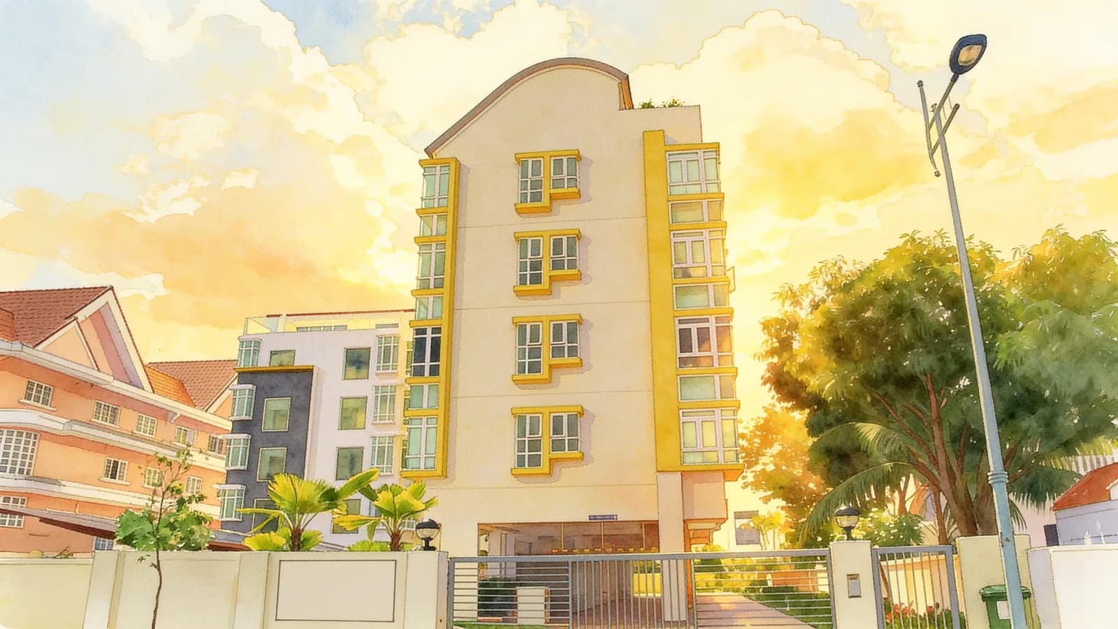 Sunshine Mansions, a condominium in Bedok. Illustration is AI-generated.