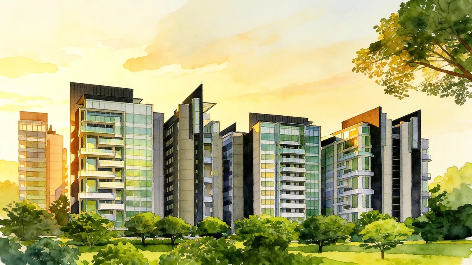 Leedon Residence, a condominium in Bukit Timah. Illustration is AI-generated.