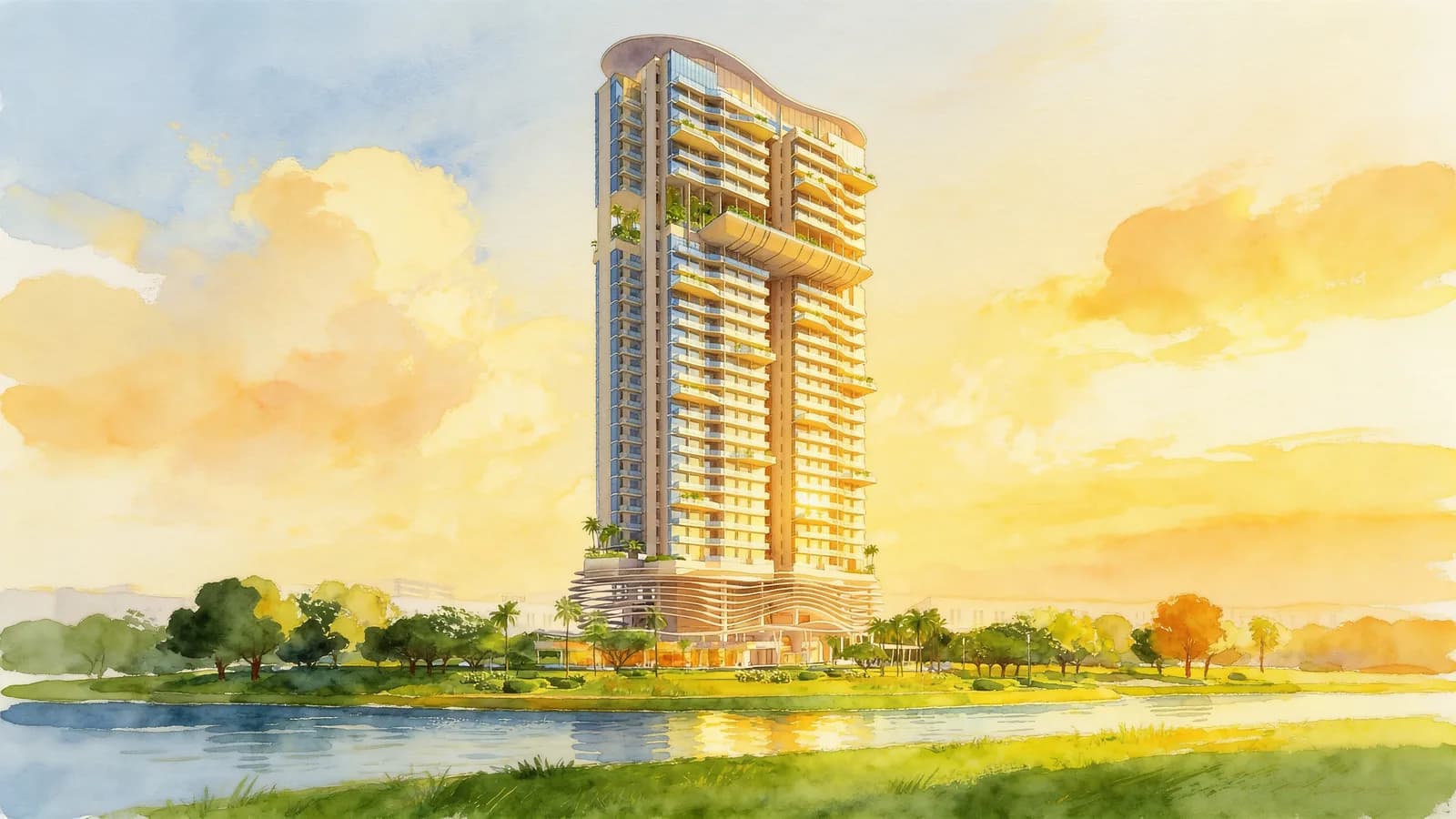 Kallang Riverside, a 9-storey condominium in Kallang. Illustration is AI-generated.