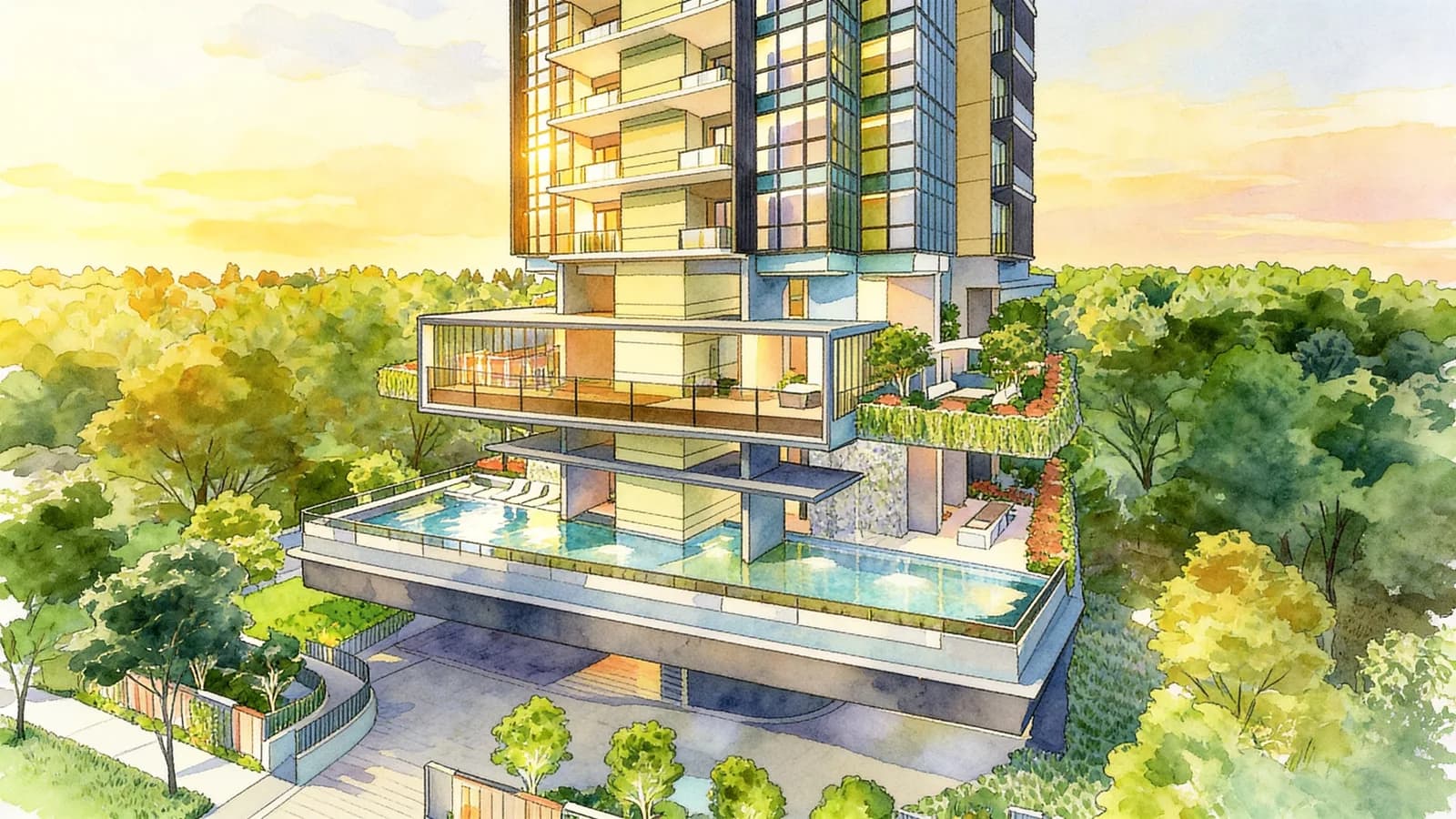 120 Grange, a 15-storey condominium in River Valley. Illustration is AI-generated.