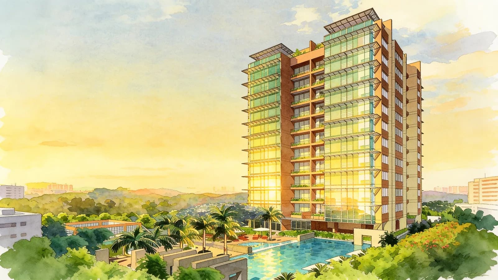 Balmoral Heights, an apartment in Newton. Illustration is AI-generated.