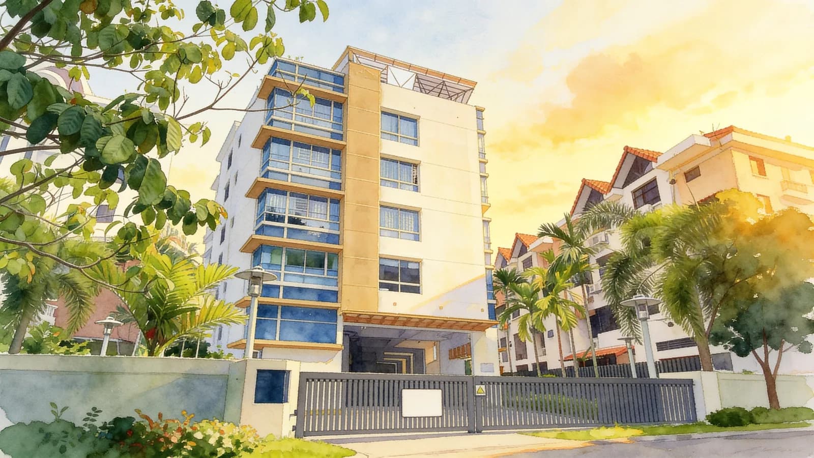 Marine Ville, an apartment in Marine Parade. Illustration is AI-generated.