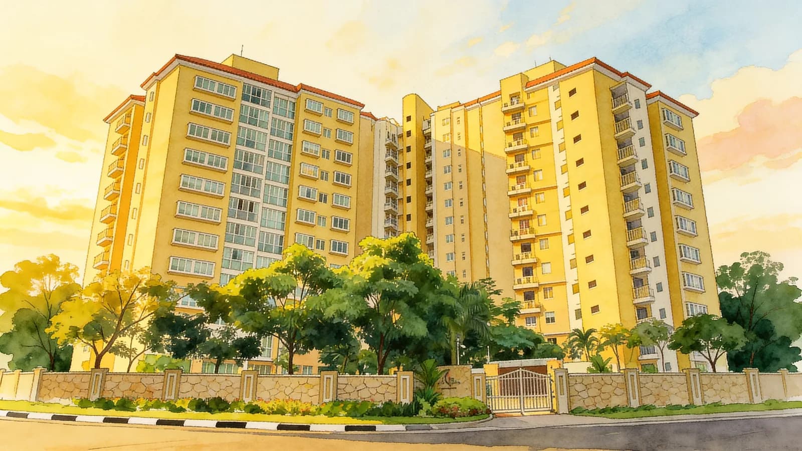 Rio Vista, a 17-storey condominium in Hougang. Illustration is AI-generated.