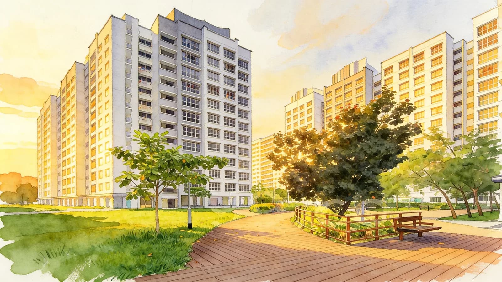 Anchorvale Harvest, an HDB in Sengkang. Illustration is AI-generated.