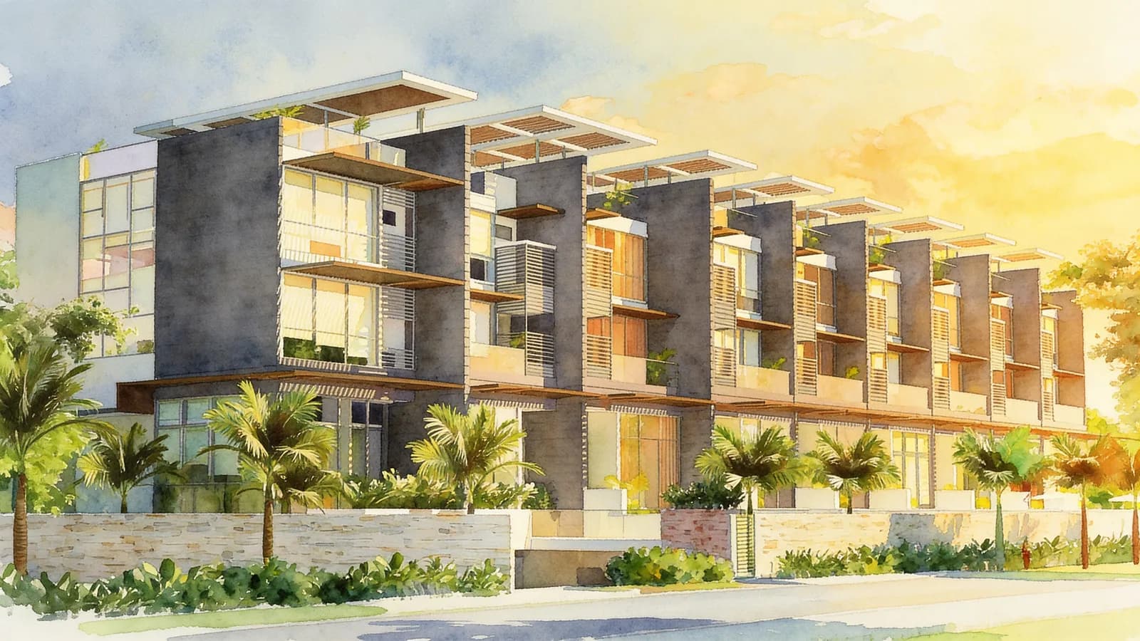 Surin Villas, a terraced house. Illustration is AI-generated.