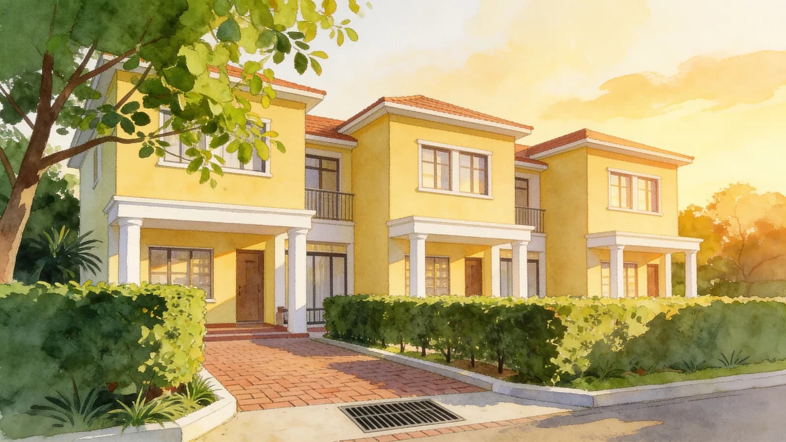 Brentwood Villas, a 2-storey cluster house. Illustration is AI-generated.