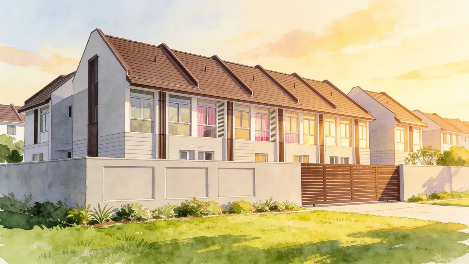 Marlene Ville, a cluster house. Illustration is AI-generated.