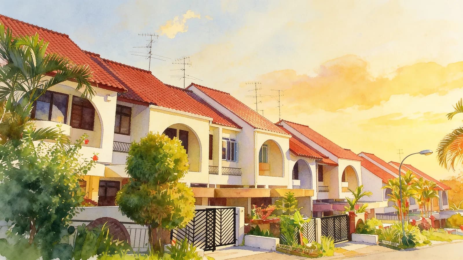 Fudu Park, a terraced house. Illustration is AI-generated.