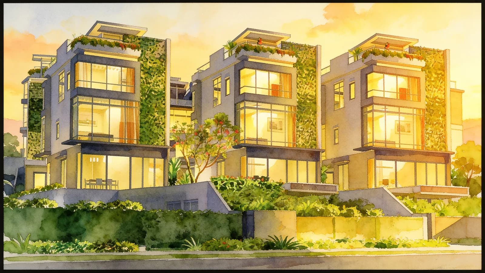 Ventura Heights, a cluster house. Illustration is AI-generated.