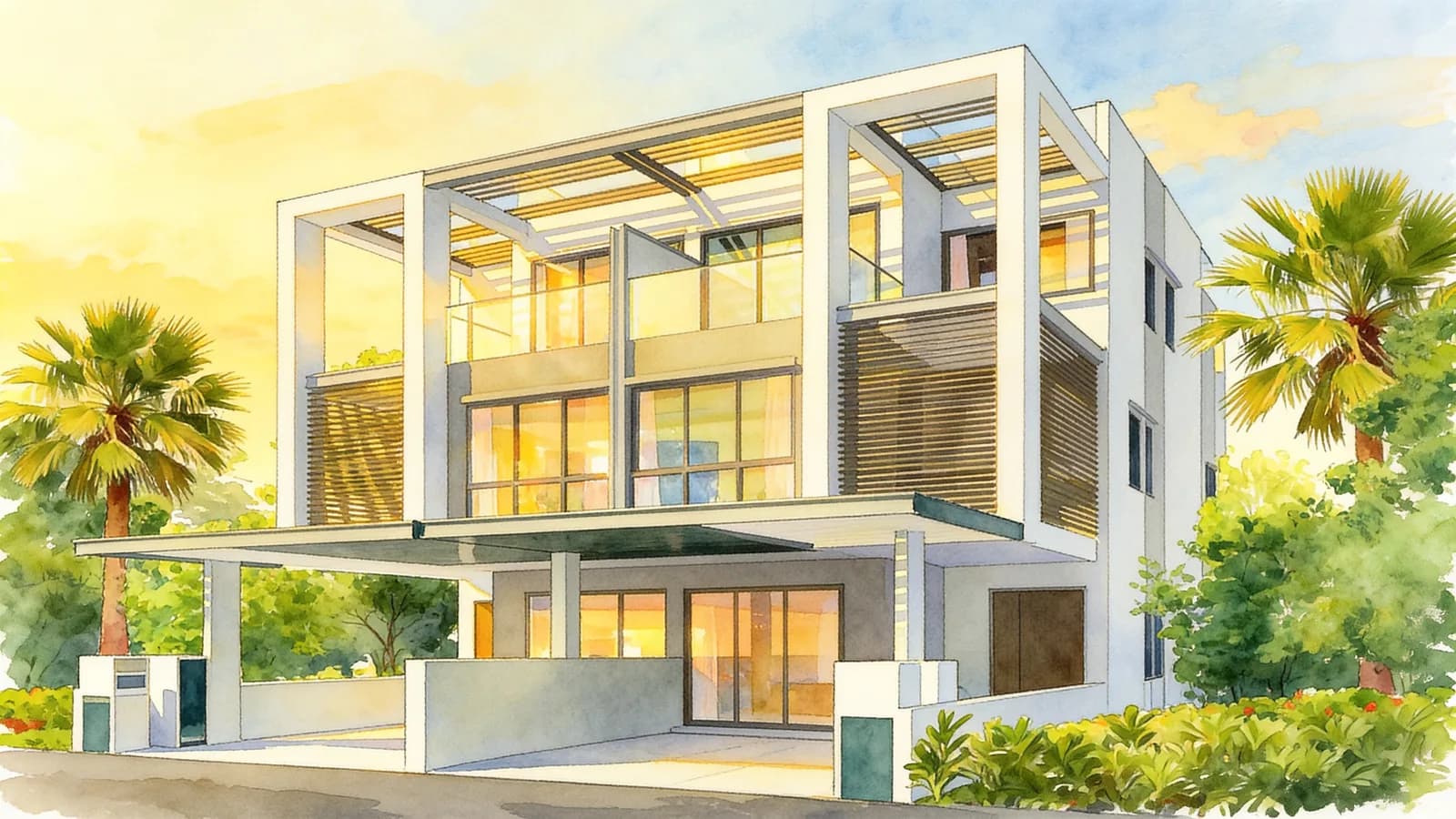 Poets Villas, a 1-storey cluster house. Illustration is AI-generated.