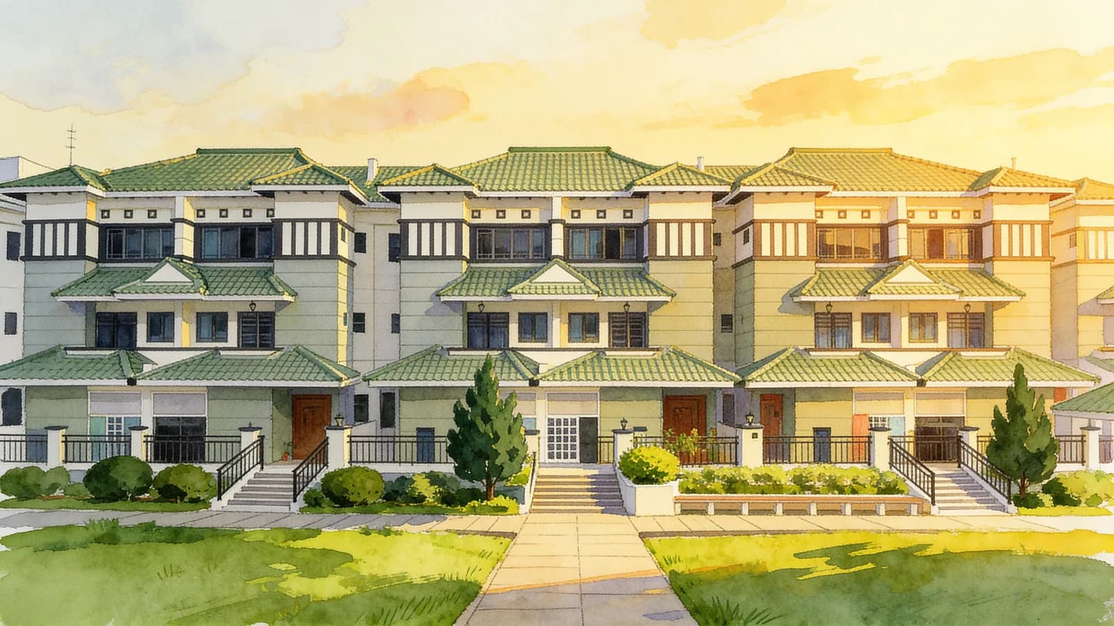 Kew Gate, a cluster house. Illustration is AI-generated.