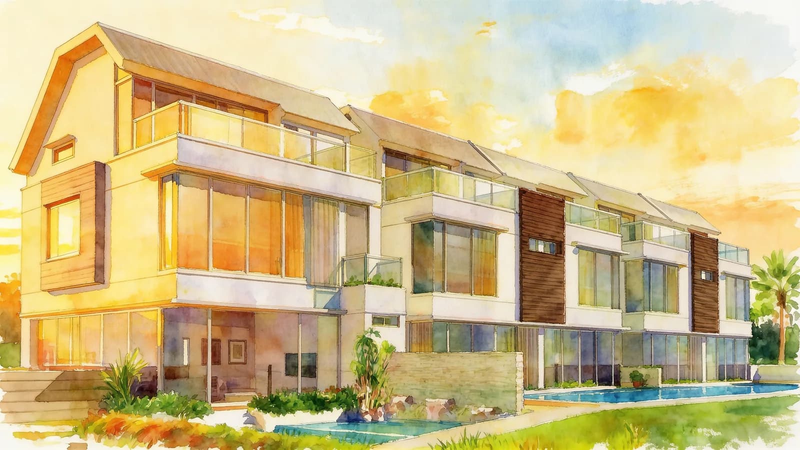 Whitley Villas, a 2-storey semi-detached house. Illustration is AI-generated.