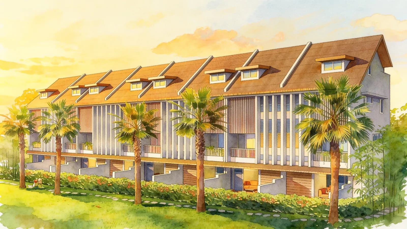 Elite Residences, a corner terrace. Illustration is AI-generated.