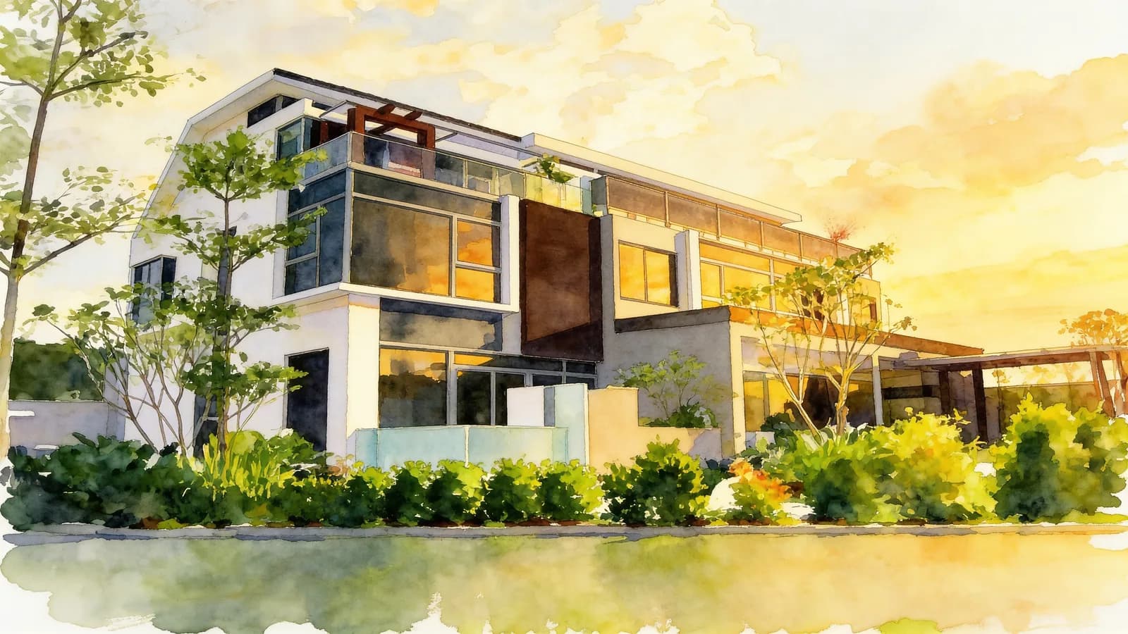 Hillcrest Villa, a cluster house. Illustration is AI-generated.