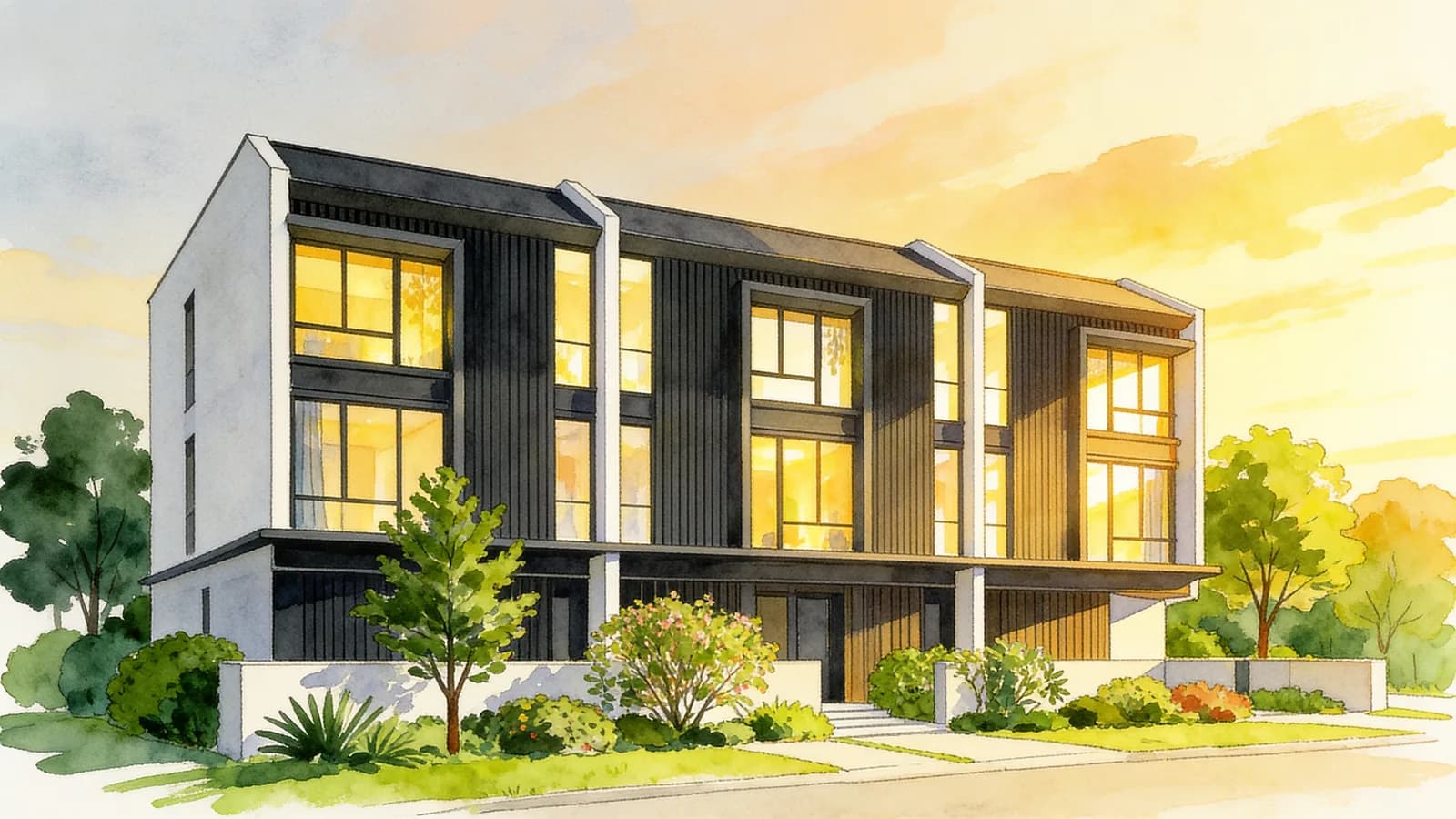Terra Villas, a terraced house. Illustration is AI-generated.