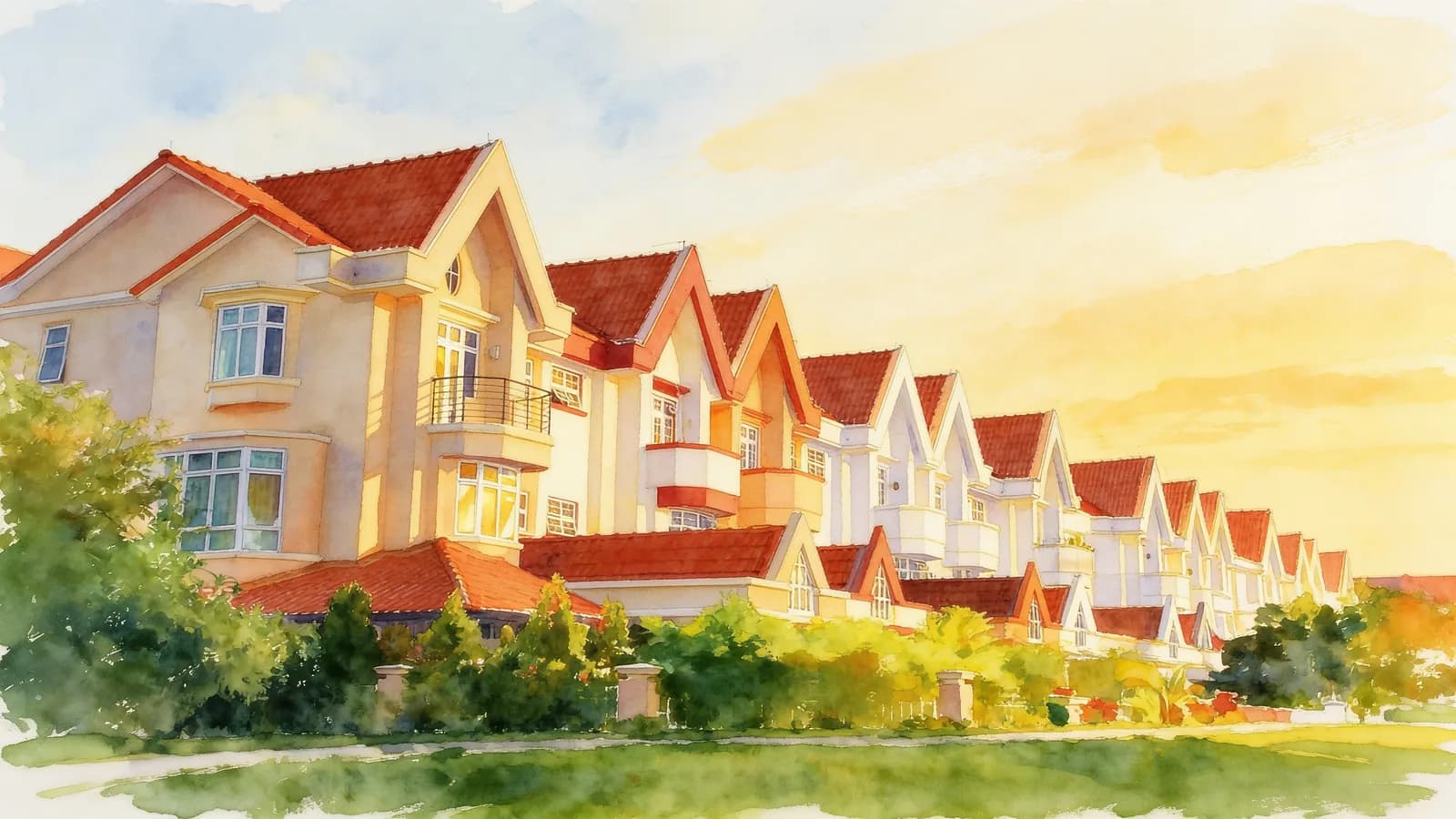 Lentor Villas, a terraced house. Illustration is AI-generated.