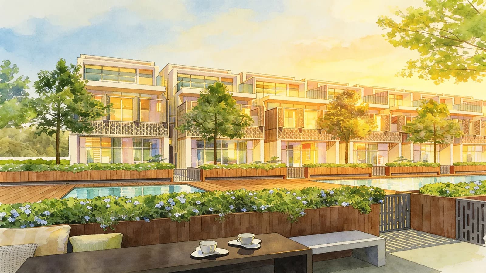Seven Crescent, a cluster house. Illustration is AI-generated.