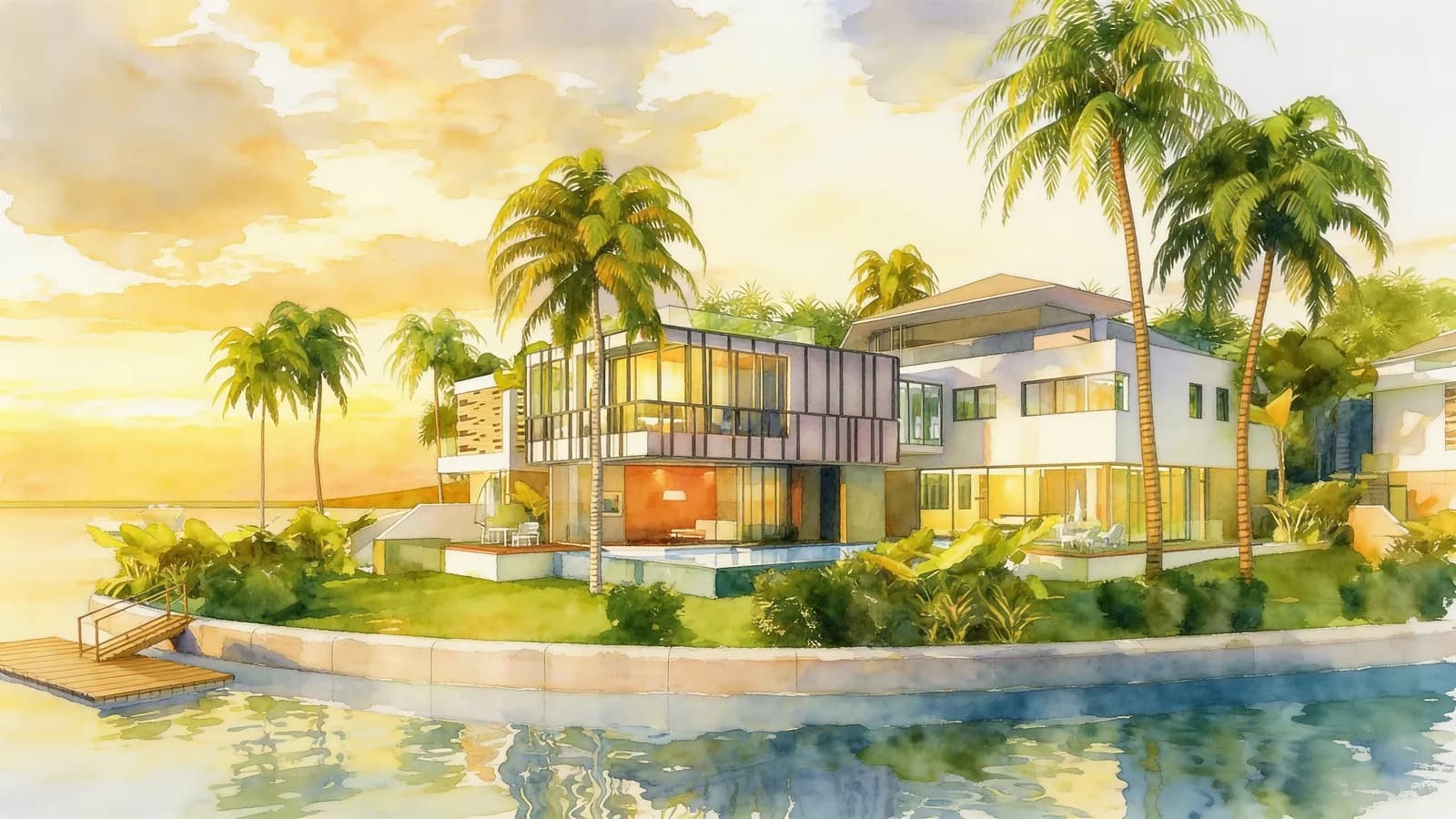 Pearl Island, a bungalow house. Illustration is AI-generated.