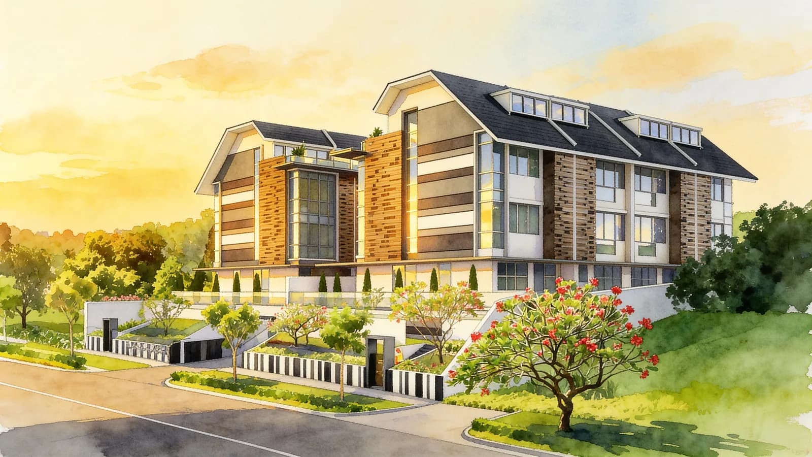 West Shore Residences, a cluster house. Illustration is AI-generated.