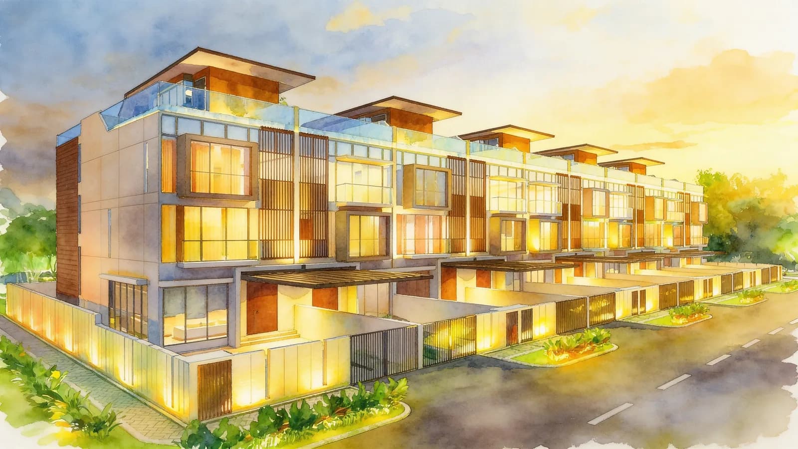 The Shoreline Residences II, a terraced house. Illustration is AI-generated.