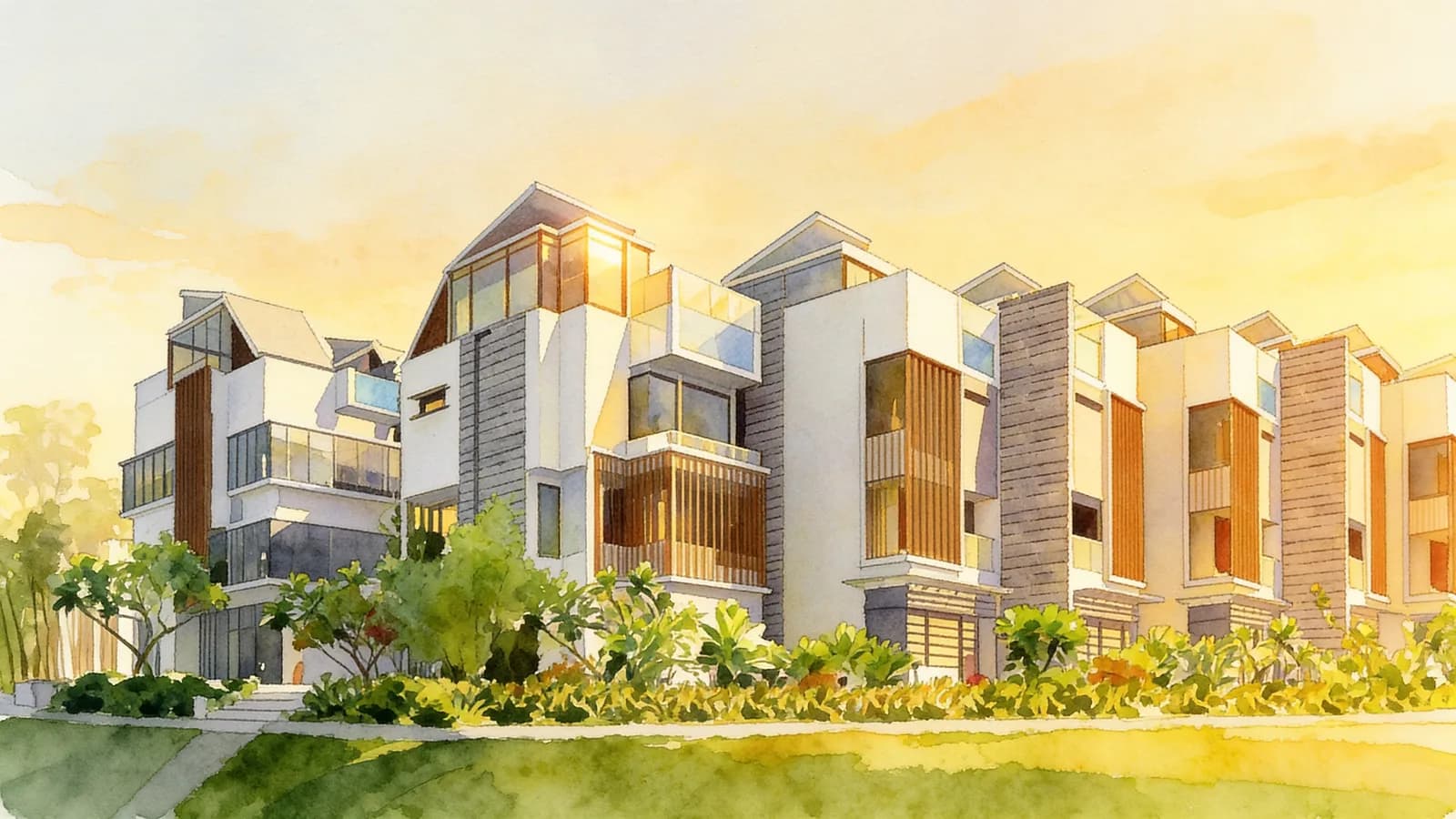 Villas @ Gilstead, a town house. Illustration is AI-generated.