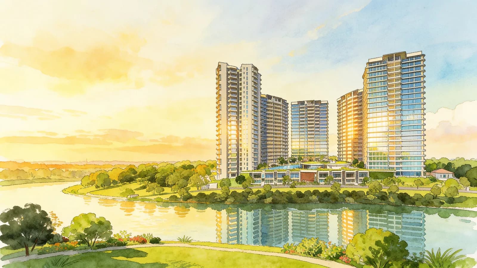 Rivertrees Residences, a 21-storey condominium in Sengkang. Illustration is AI-generated.