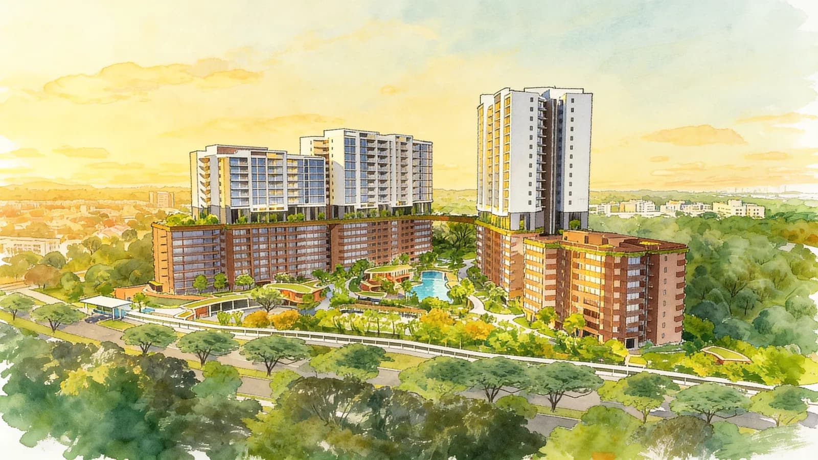 Lentor Hills Residences, a 23-storey apartment in Ang Mo Kio. Illustration is AI-generated.
