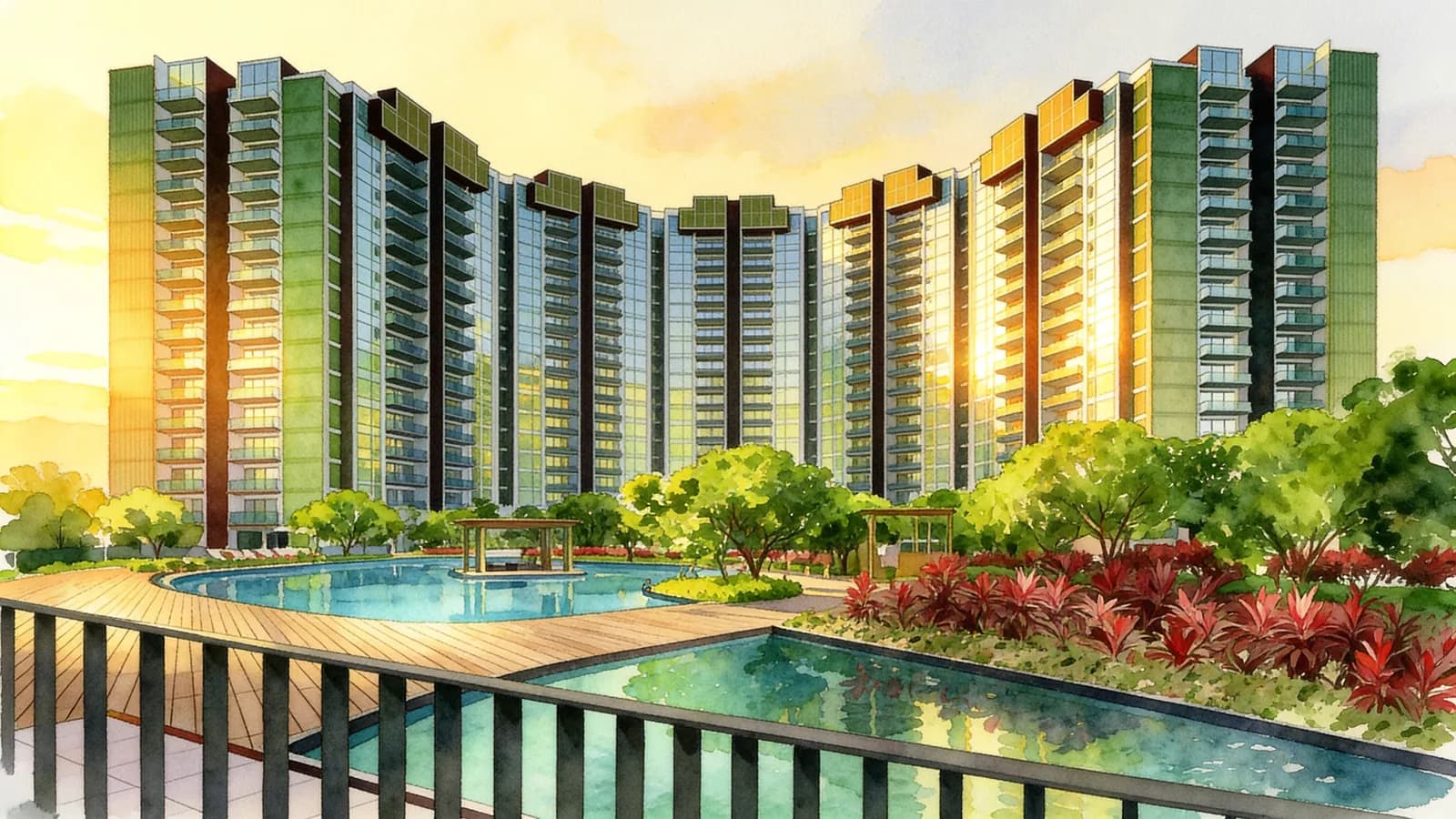 Waterbay, a 17-storey executive condominium in Punggol. Illustration is AI-generated.