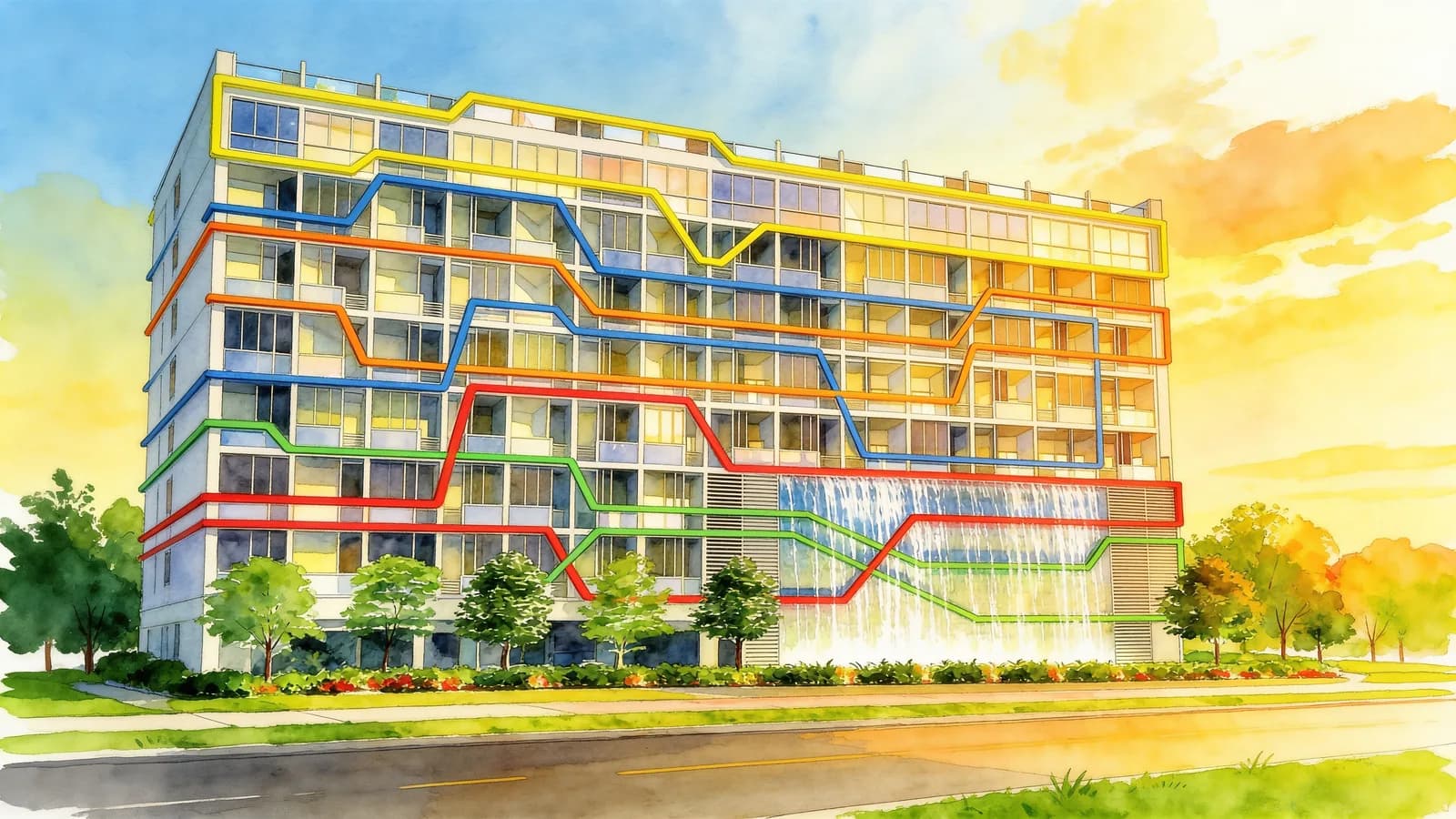 # 1 Suites, an 8-storey condominium in Geylang. Illustration is AI-generated.