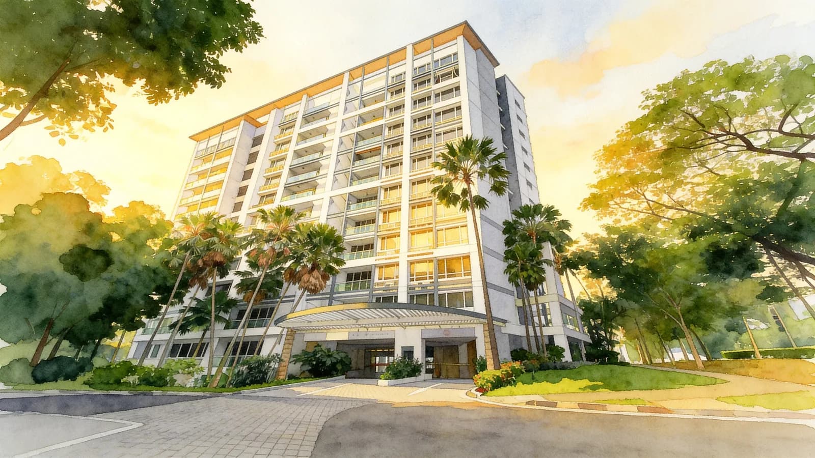 Visioncrest, a 14-storey condominium in Museum. Illustration is AI-generated.