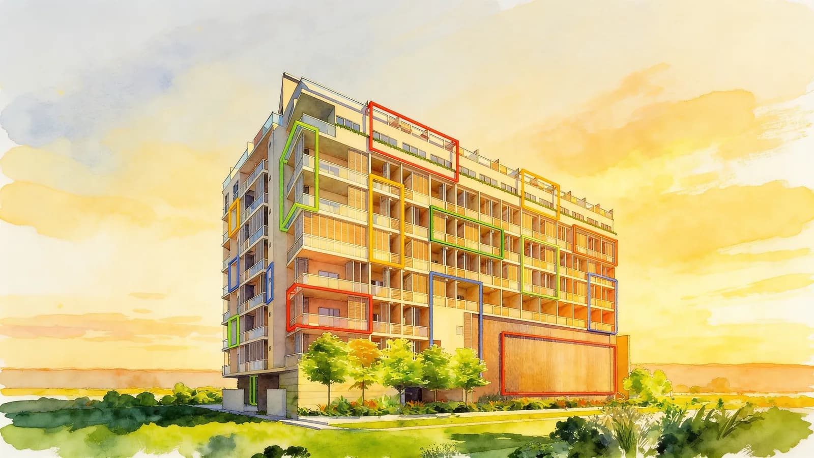 # 1 Loft, an 8-storey apartment in Geylang. Illustration is AI-generated.