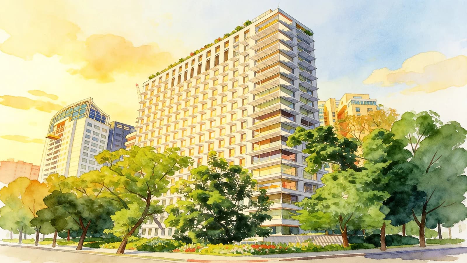 The Tomlinson, a 19-storey apartment in Orchard. Illustration is AI-generated.