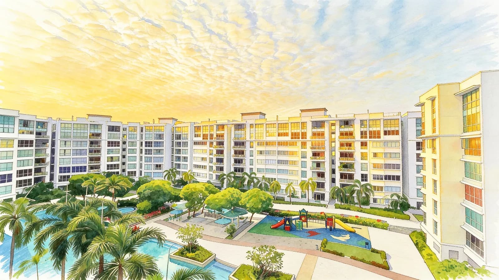 The Waterina, an 8-storey apartment in Geylang. Illustration is AI-generated.