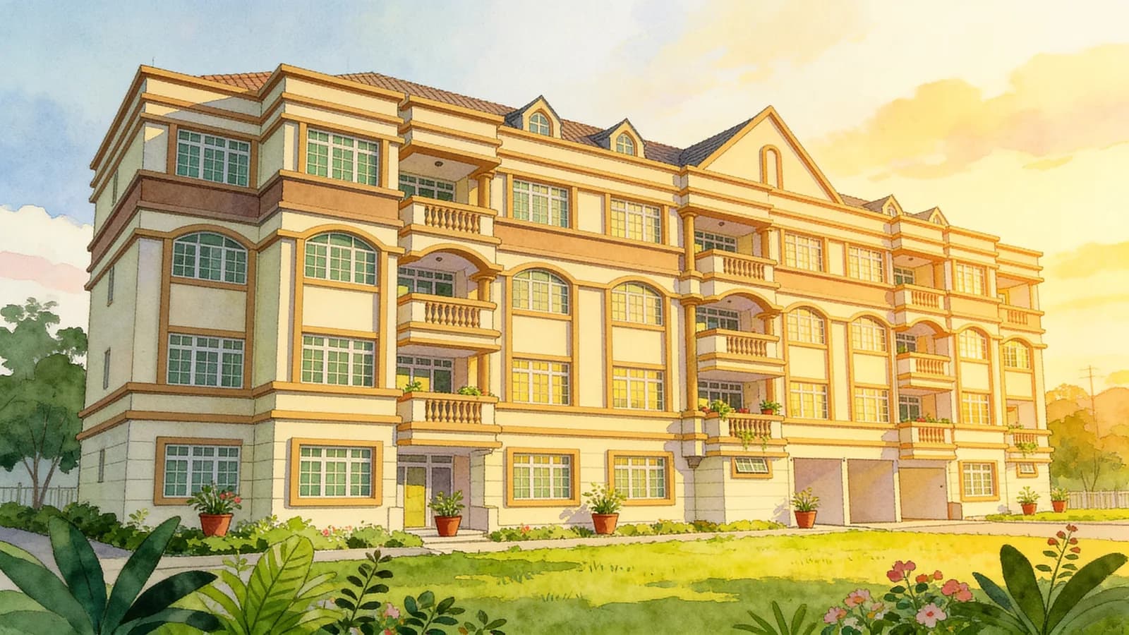 Versailles, a 4-storey condominium in Geylang. Illustration is AI-generated.