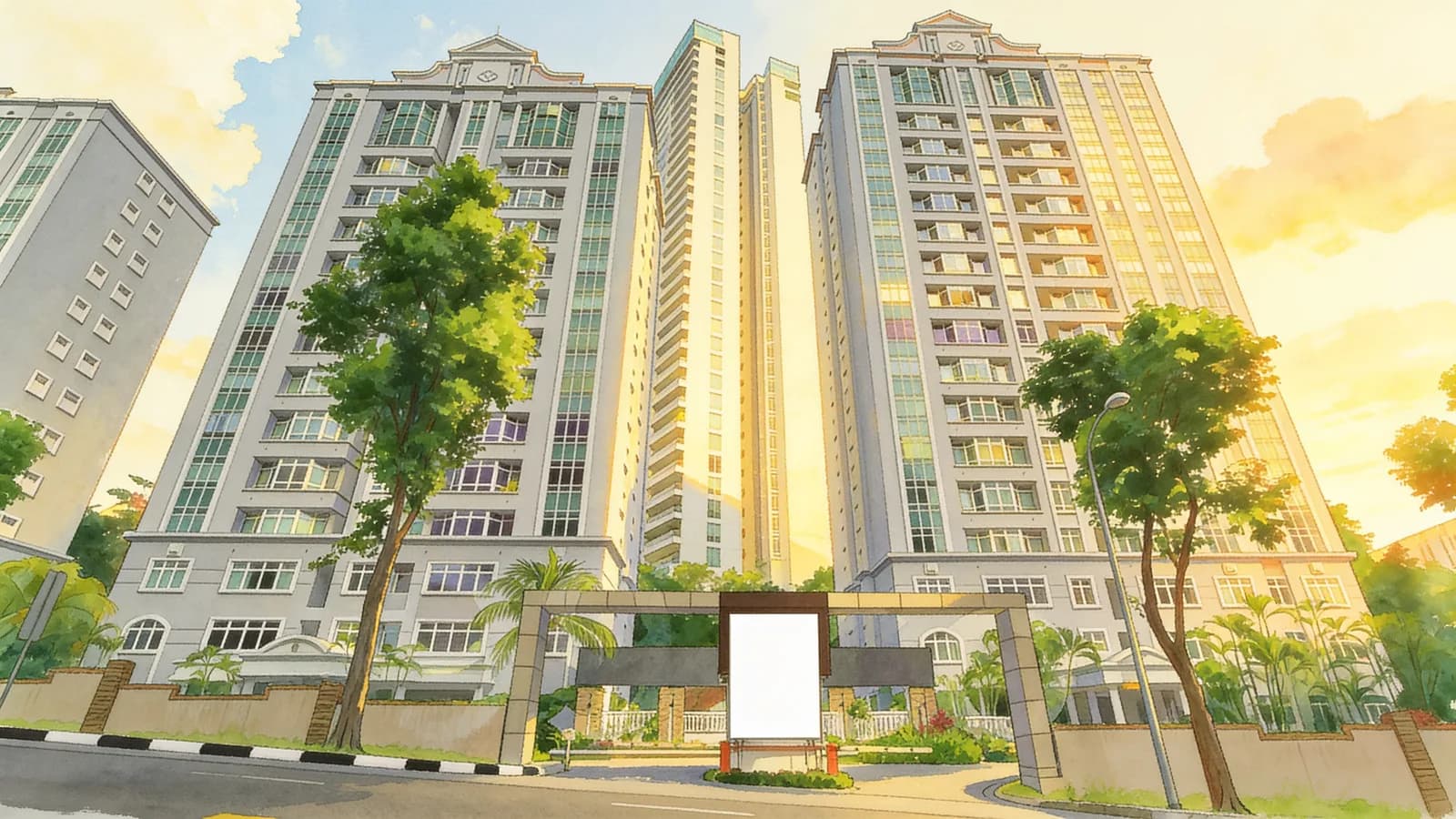 Euro-Asia Court, an apartment in River Valley. Illustration is AI-generated.