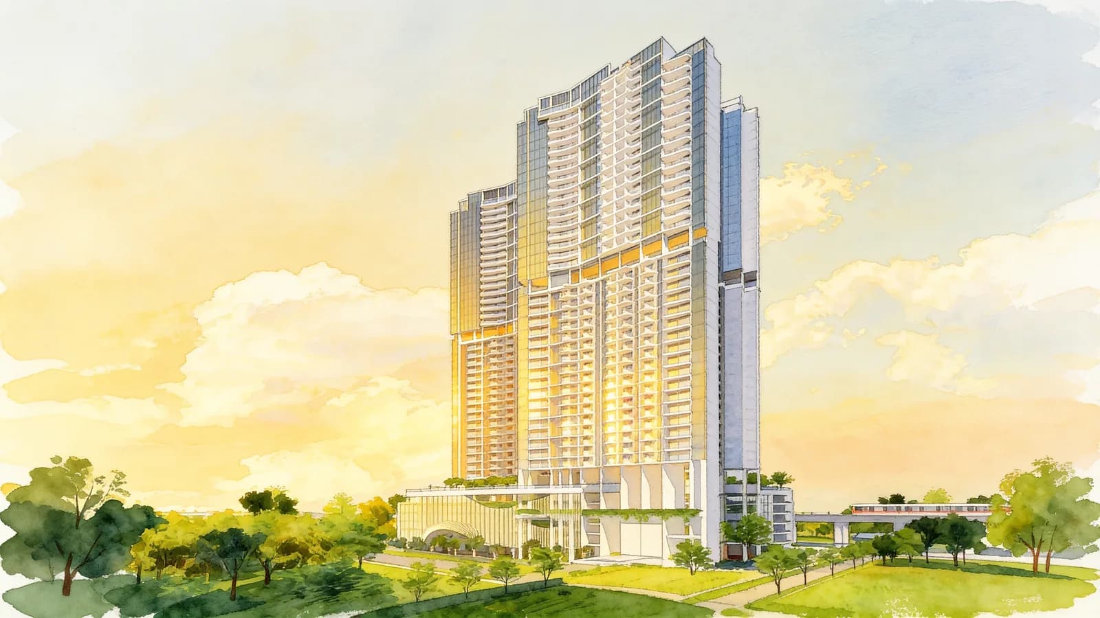 Queens Peak, a 44-storey condominium in Queenstown. Illustration is AI-generated.