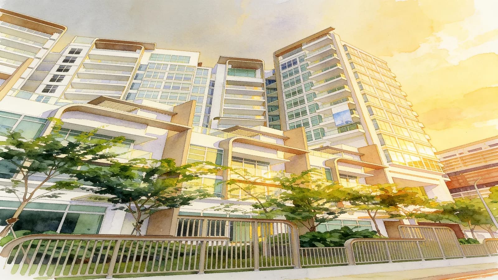 Residences At Emerald Hill, a 12-storey condominium in Newton. Illustration is AI-generated.