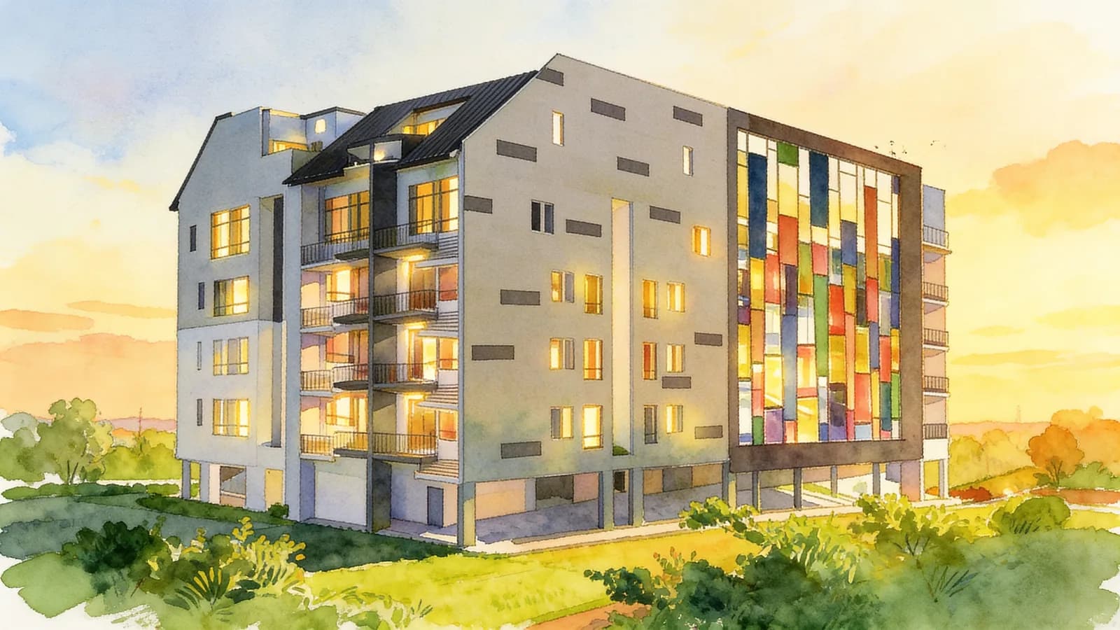 Vibes @ Upper Serangoon, a 5-storey apartment in Serangoon. Illustration is AI-generated.