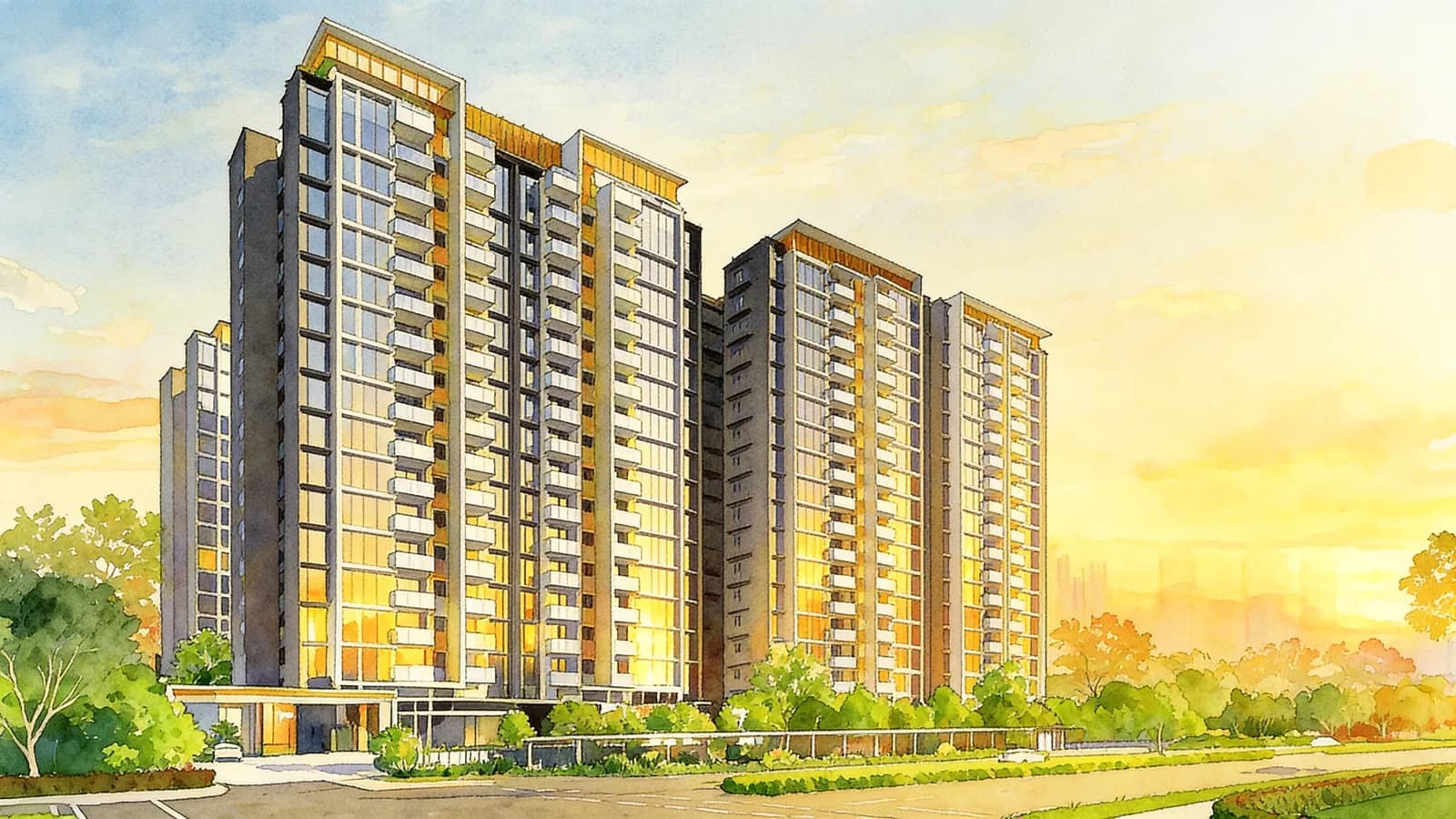 Penrose, an 18-storey condominium in Geylang. Illustration is AI-generated.
