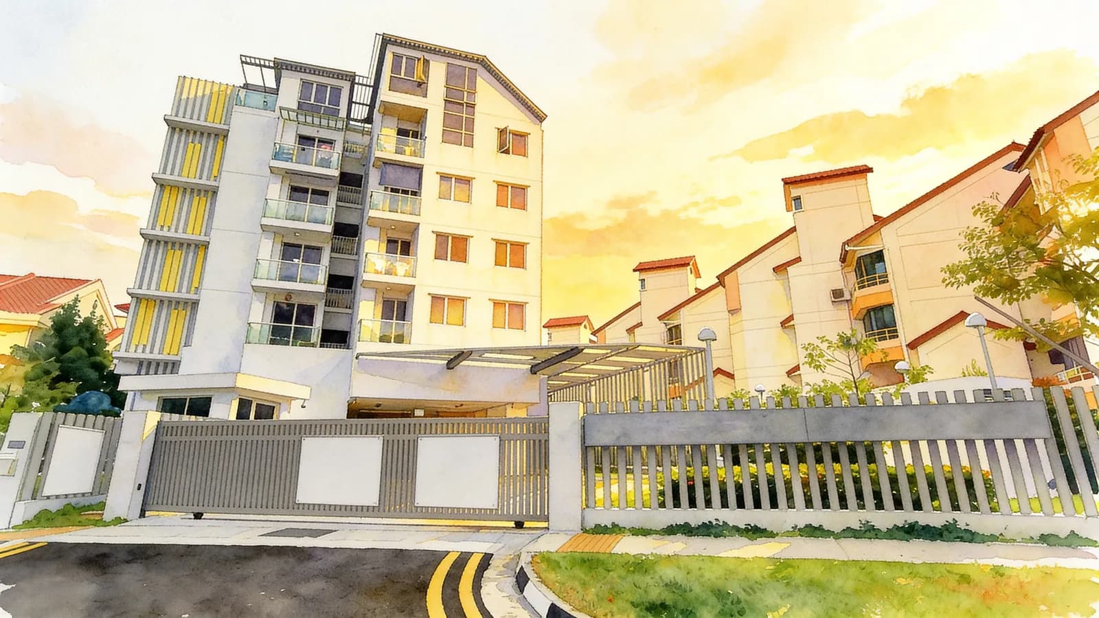 The Vue, a 5-storey condominium in Serangoon. Illustration is AI-generated.