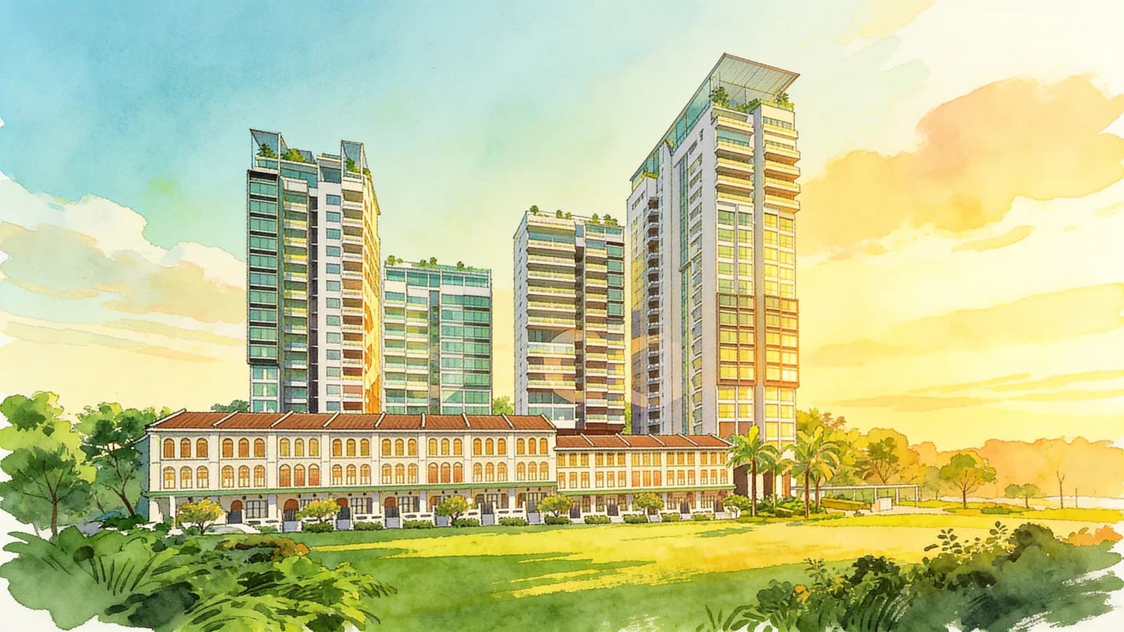 The Wharf Residence, a condominium in River Valley. Illustration is AI-generated.