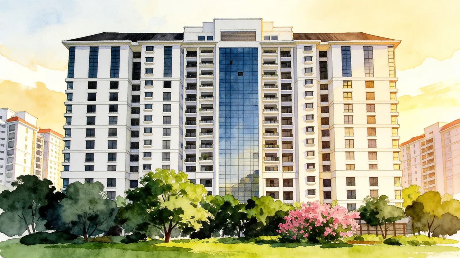 Ardmore Park, a condominium in Newton. Illustration is AI-generated.