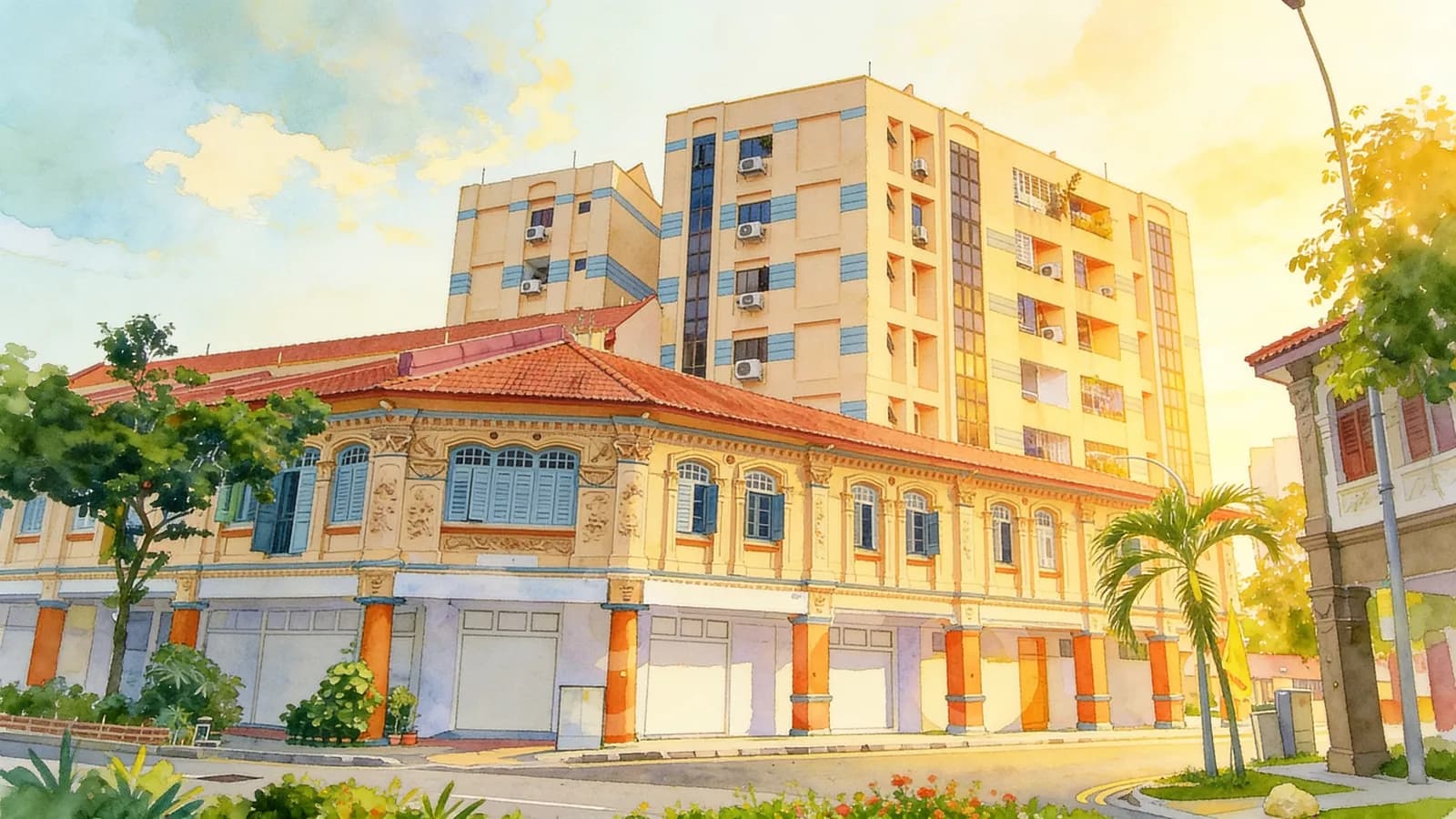 Fuyuen Court, an apartment in Geylang. Illustration is AI-generated.