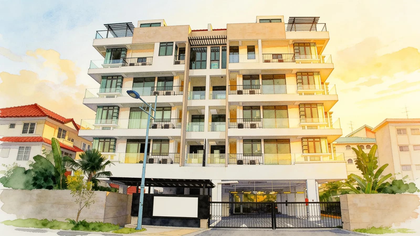 D'palma, a 5-storey apartment in Bedok. Illustration is AI-generated.