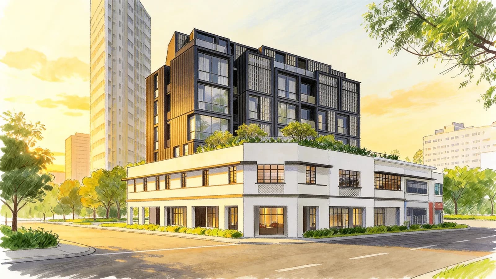 Lavender Residence, a 6-storey condominium in Kallang. Illustration is AI-generated.