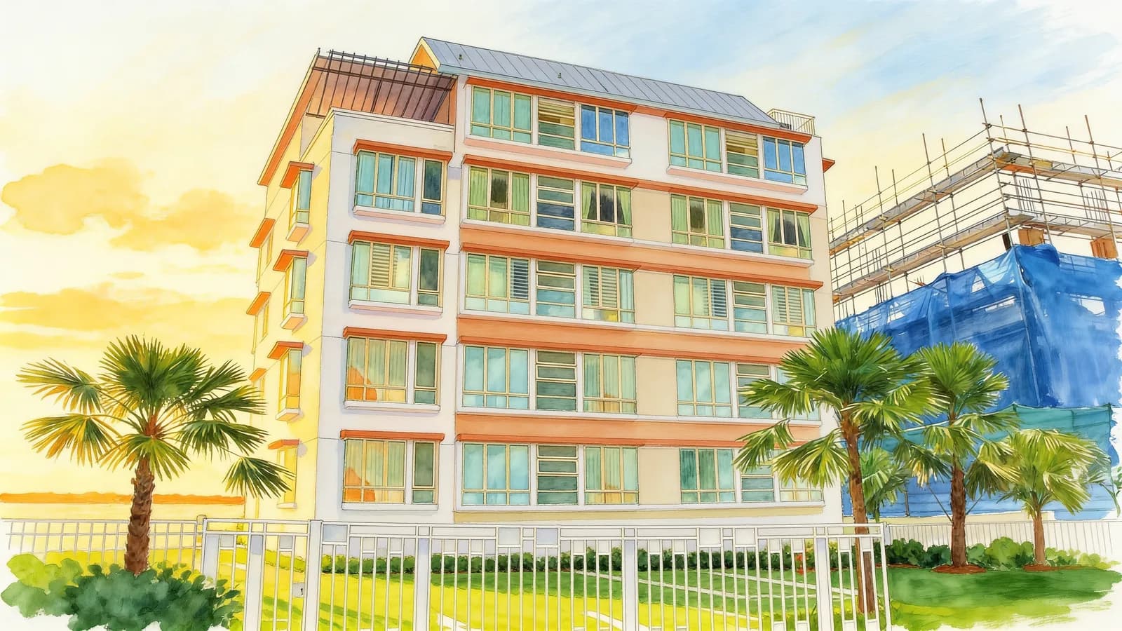 Grand Residence, a 5-storey apartment in Bedok. Illustration is AI-generated.