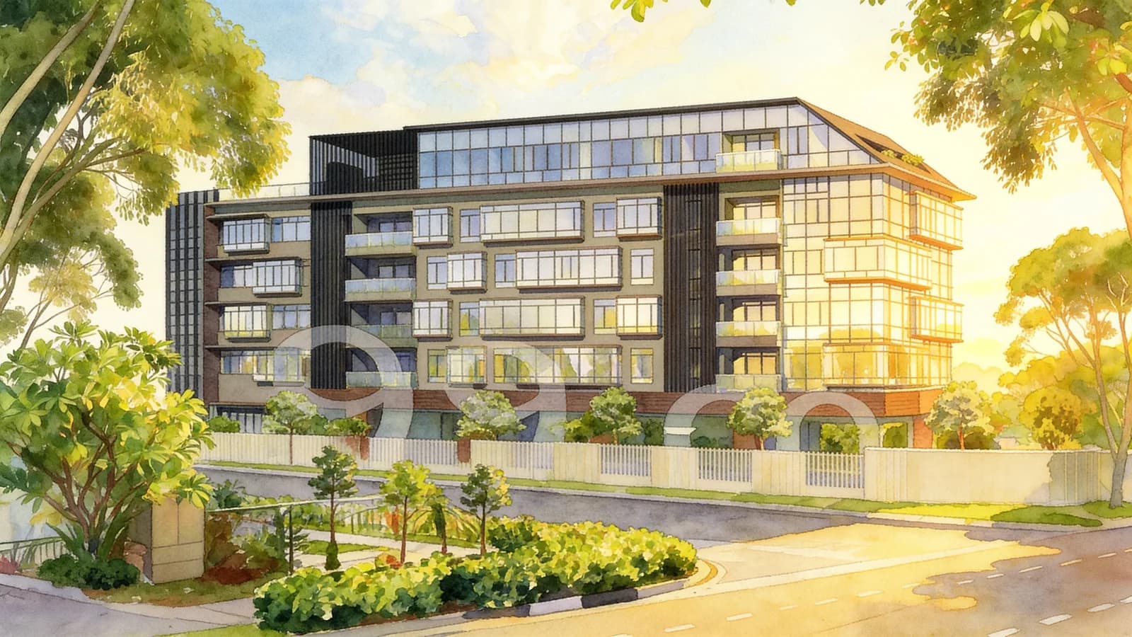 Parkwood Residences, a 5-storey condominium in Hougang. Illustration is AI-generated.
