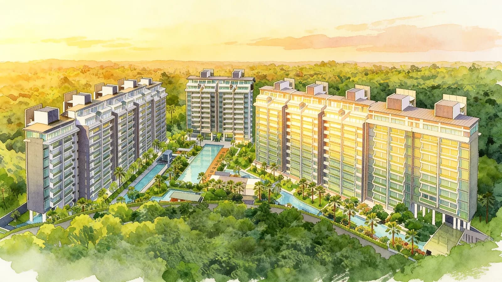 Parvis, a 12-storey condominium in Bukit Timah. Illustration is AI-generated.