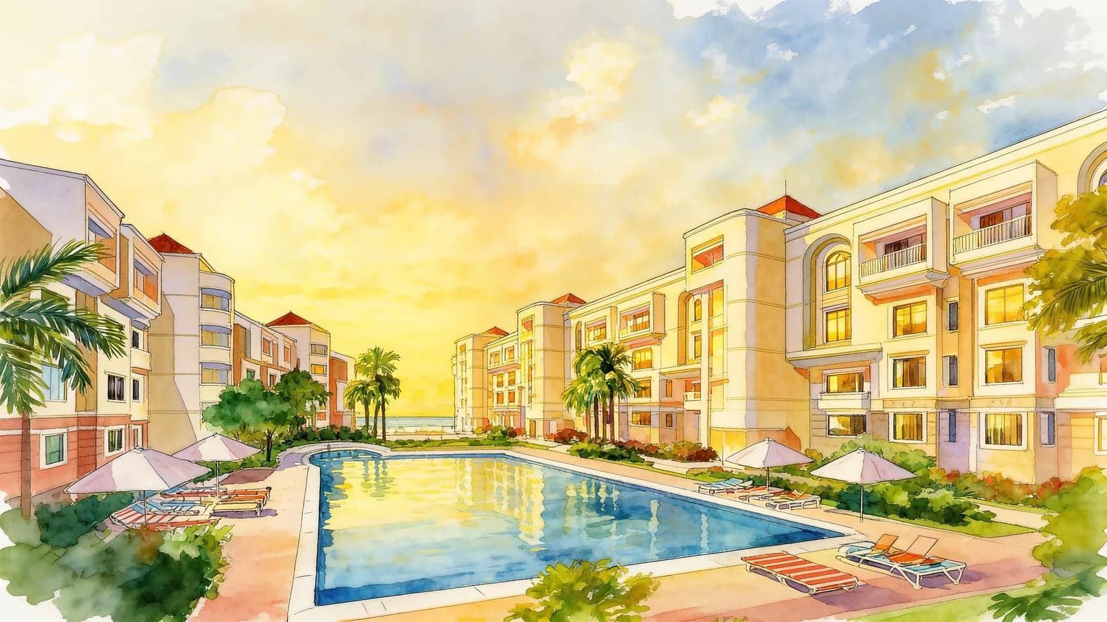 Gold Coast Condominium, a condominium in Queenstown. Illustration is AI-generated.