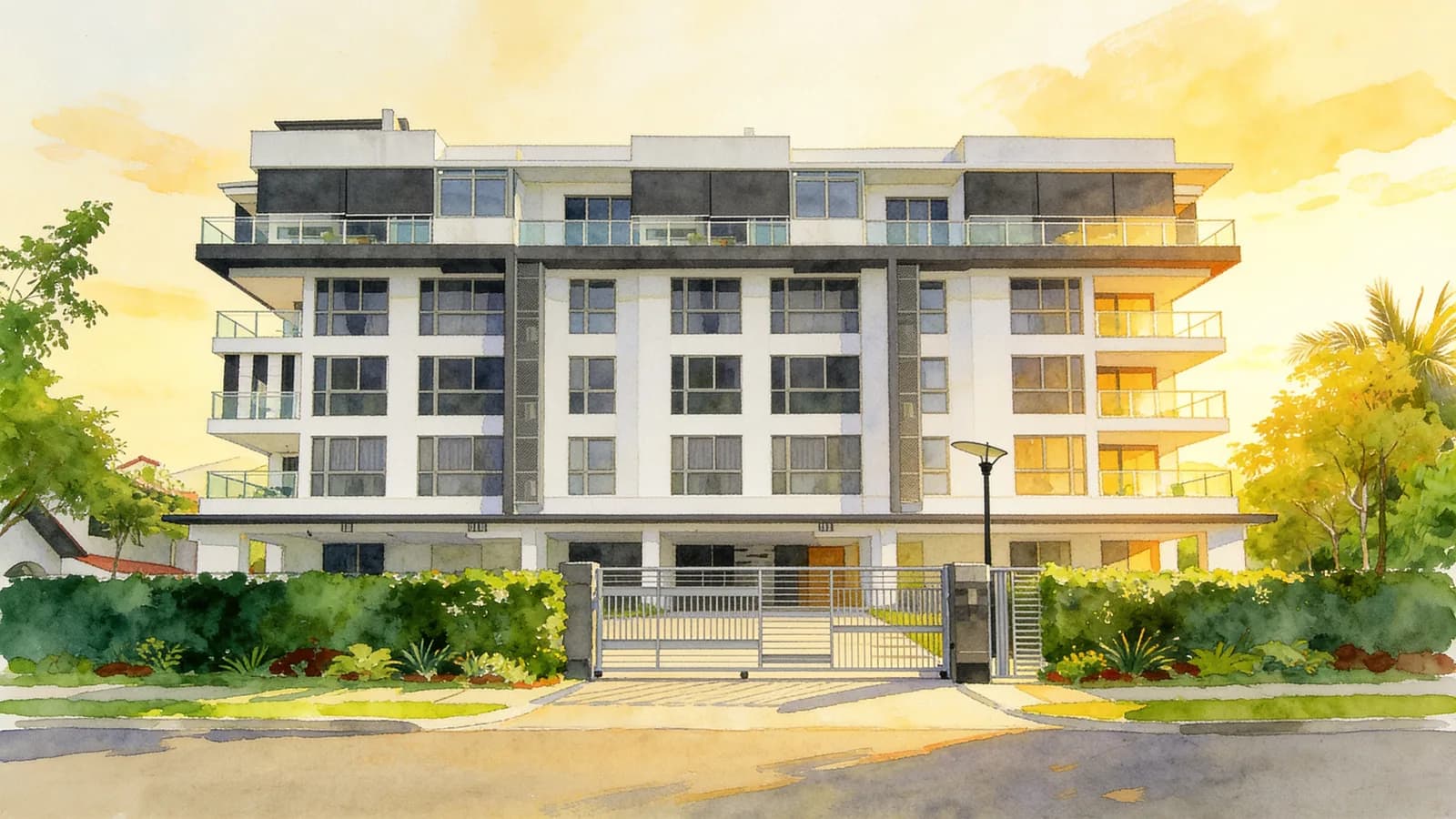 Studios @ Tembeling, a 5-storey condominium in Marine Parade. Illustration is AI-generated.